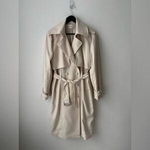 Beniqué Korean Trench Coat Cream Belted Minimalist Classic Small Medium